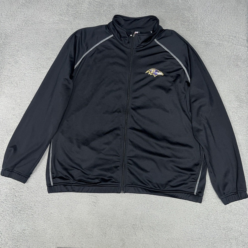 Baltimore Ravens Track Jacket Men's Sz 2XL XXL Black Full Zip Embroider Logo NFL